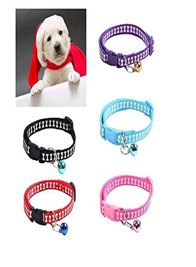 Pet Guard Cat Cute Bone Print Dog Puppy Cat Kitten Pet Collar Adjustable Necklace with Bell, Cat Accessories ( Pack of 1 ) Color May Vary - Image 1